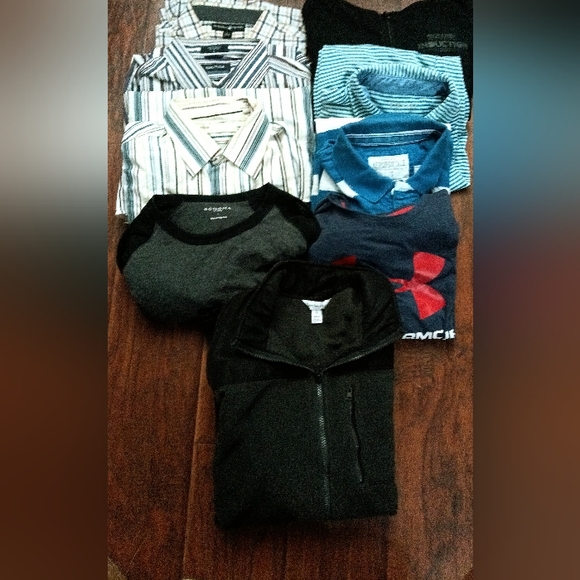 8 Large Men's Shirts And Large Calvin Klein Jacket - Picture 1 of 8